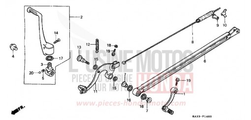 CHANGE PEDAL/BRAKE PEDAL/KICK STARTER ARM (1) CR125RE de 1984